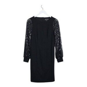 Women's Jessica Howard Black Sequin Sleeve Shift Dress Petite Size 4P NEW